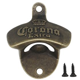 Zinc Alloy Bottle Opener Wall Mounted Vintage Retro Beer Opener Tool Accessories Bronze Color with Screws Bar Decoration Gadgets (Ships From: China, Color: A)